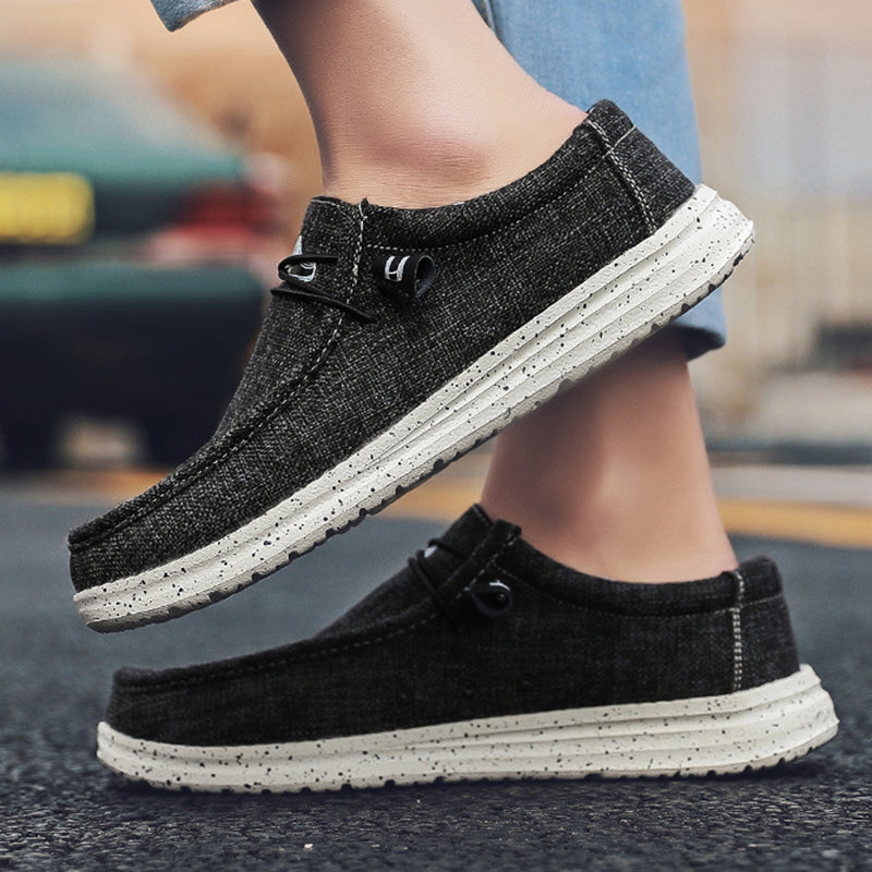Męskie loafery casual slip-on z płótna w kolorze czarnym