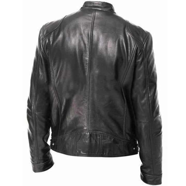 Męska kurtka slim fit z imitacji skóry PU