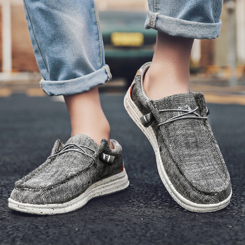 Męskie loafery casual slip-on z płótna w kolorze czarnym