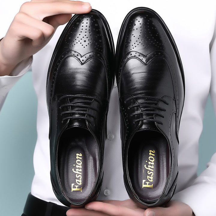 Męskie skórzane buty casual z wycinanym zdobieniem