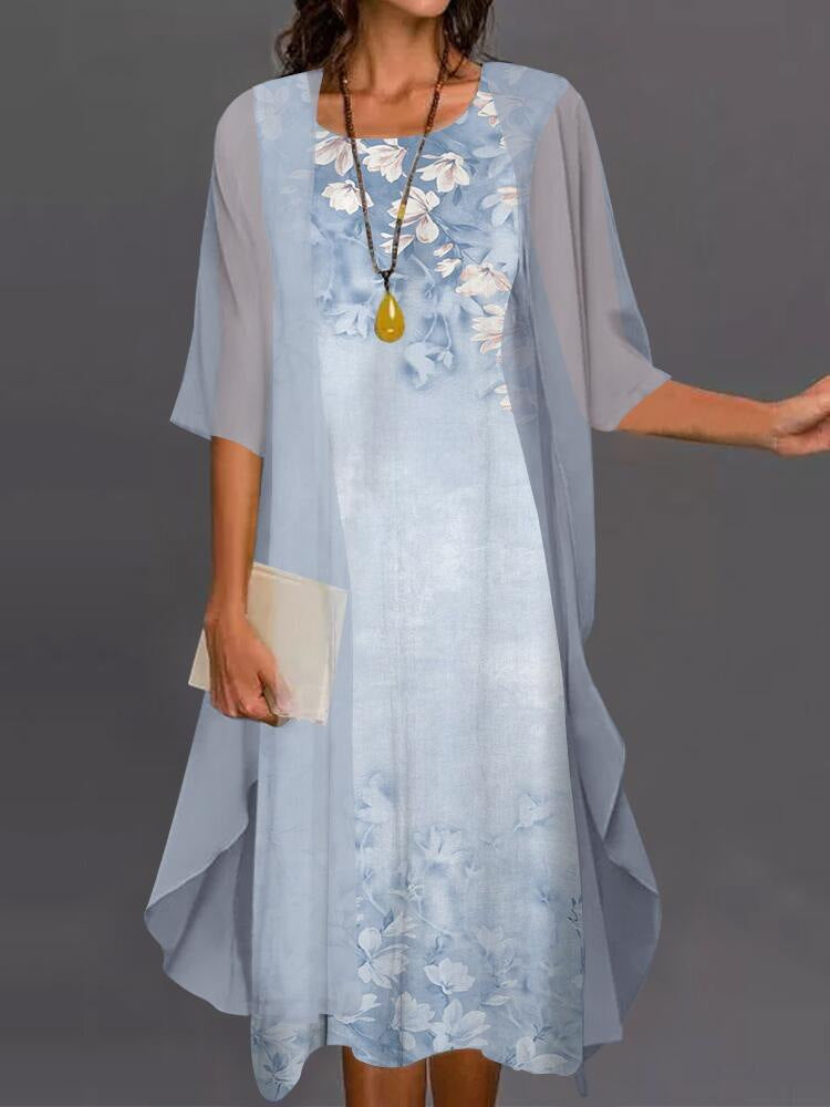 Rozalia | Zestaw Damski Sukienka Midi i Kimono