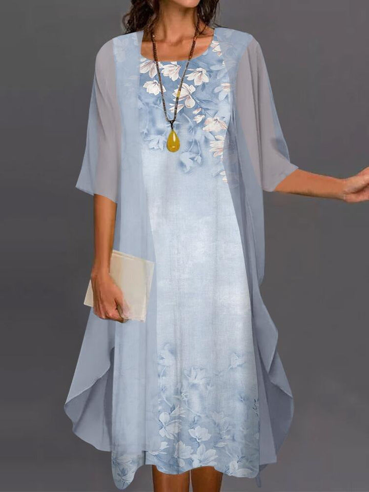 Rozalia | Zestaw Damski Sukienka Midi i Kimono