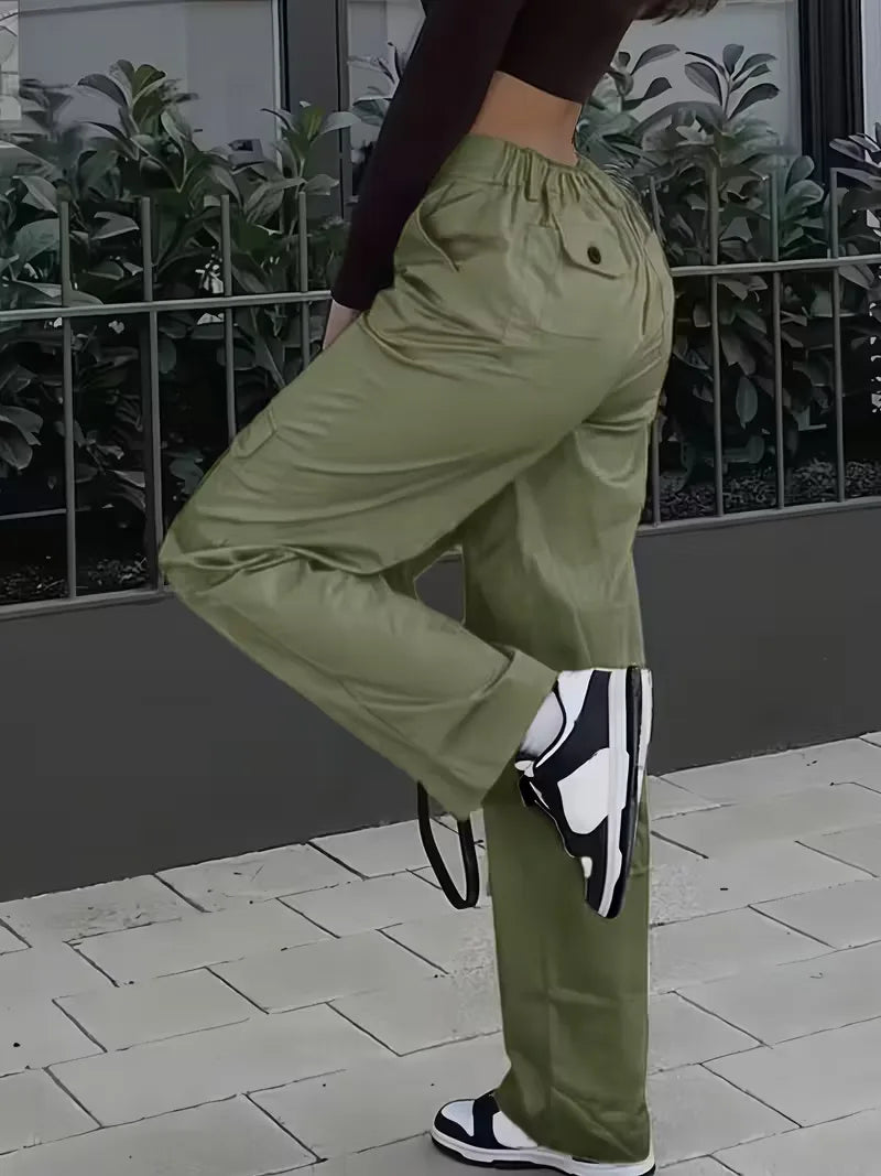 Nadia | Spodnie Cargo z Wysokim Stanem