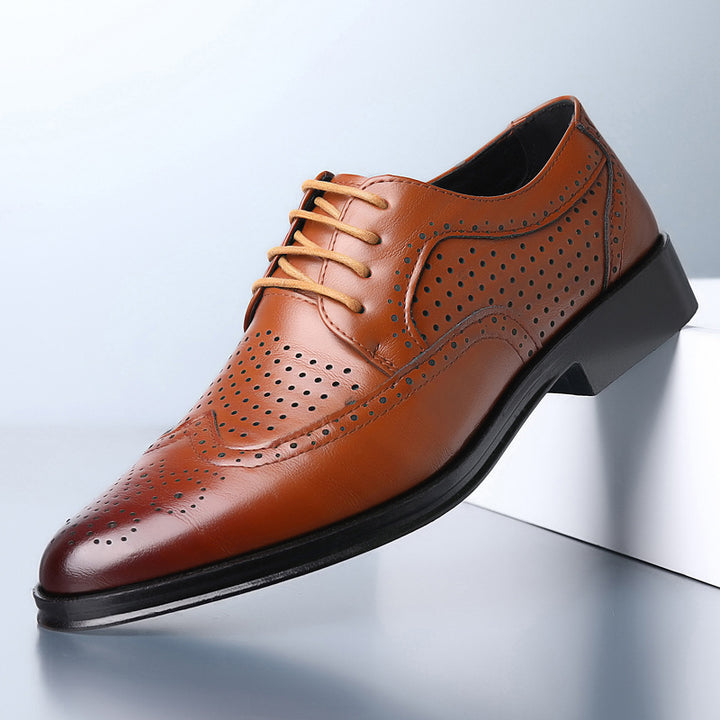 Męskie skórzane buty casual z wycinanym zdobieniem