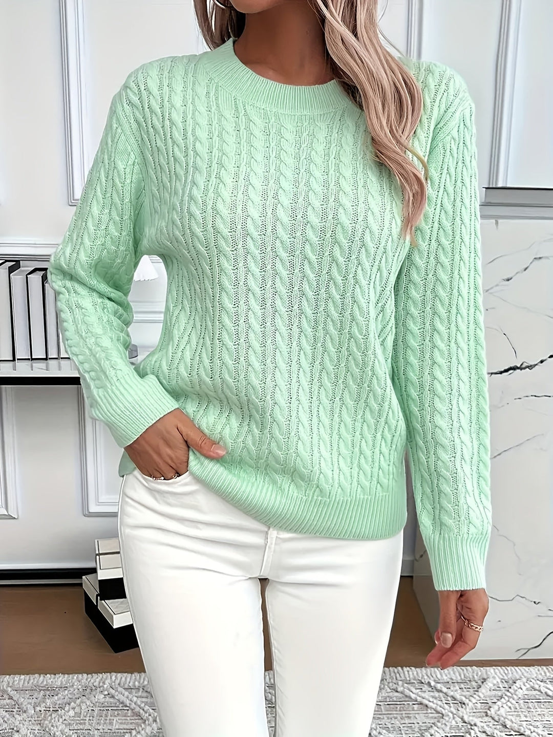 Iga | Damski sweter w warkoczowy splot