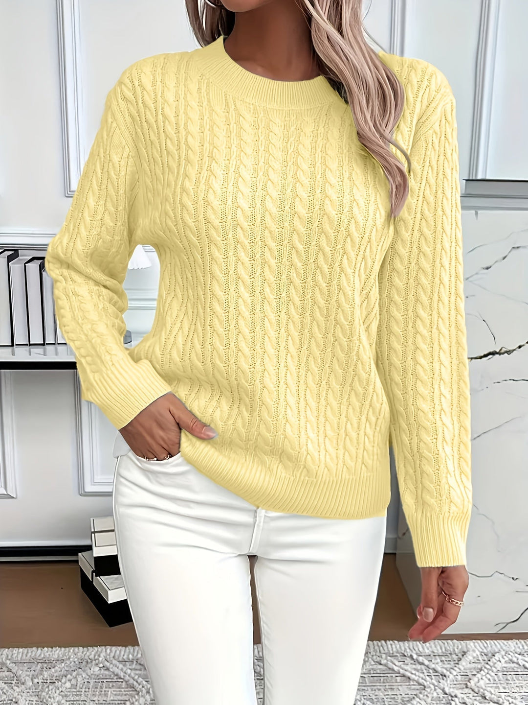 Iga | Damski sweter w warkoczowy splot
