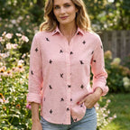 Birdella - Luźna Bluzka Z Nadrukiem W Ptaki