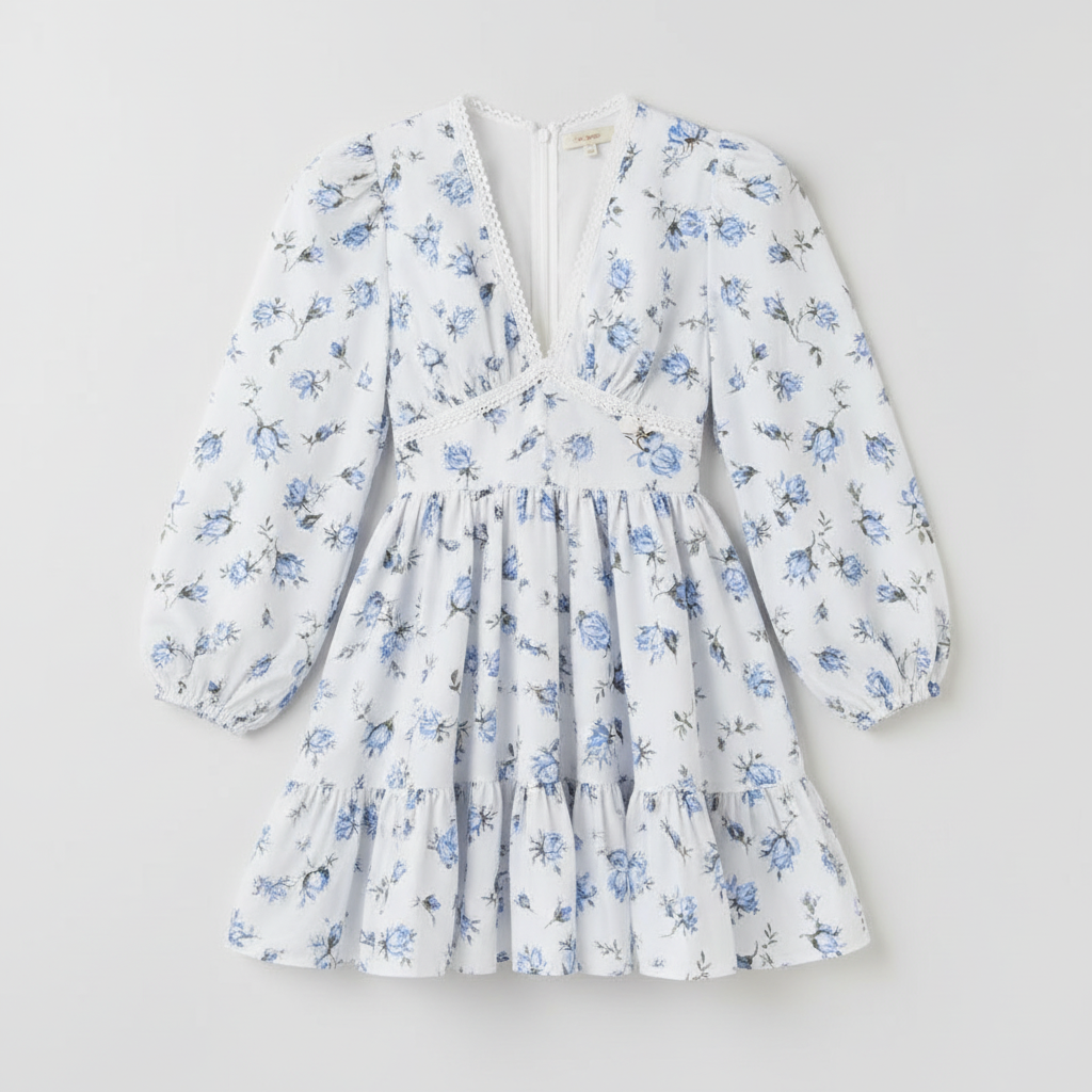 Blomselle - Floral Print Tiered Mini Dress