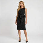 Bowvelle - Fitted Sleeveless Midi Dress With Bow