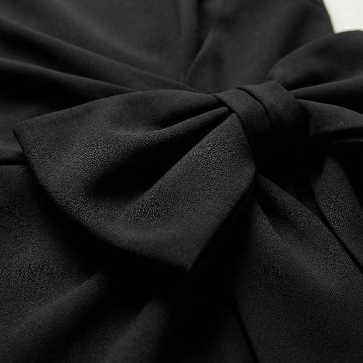 Bowvelle - Fitted Sleeveless Midi Dress With Bow