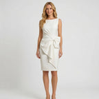 Bowvelle - Fitted Sleeveless Midi Dress With Bow