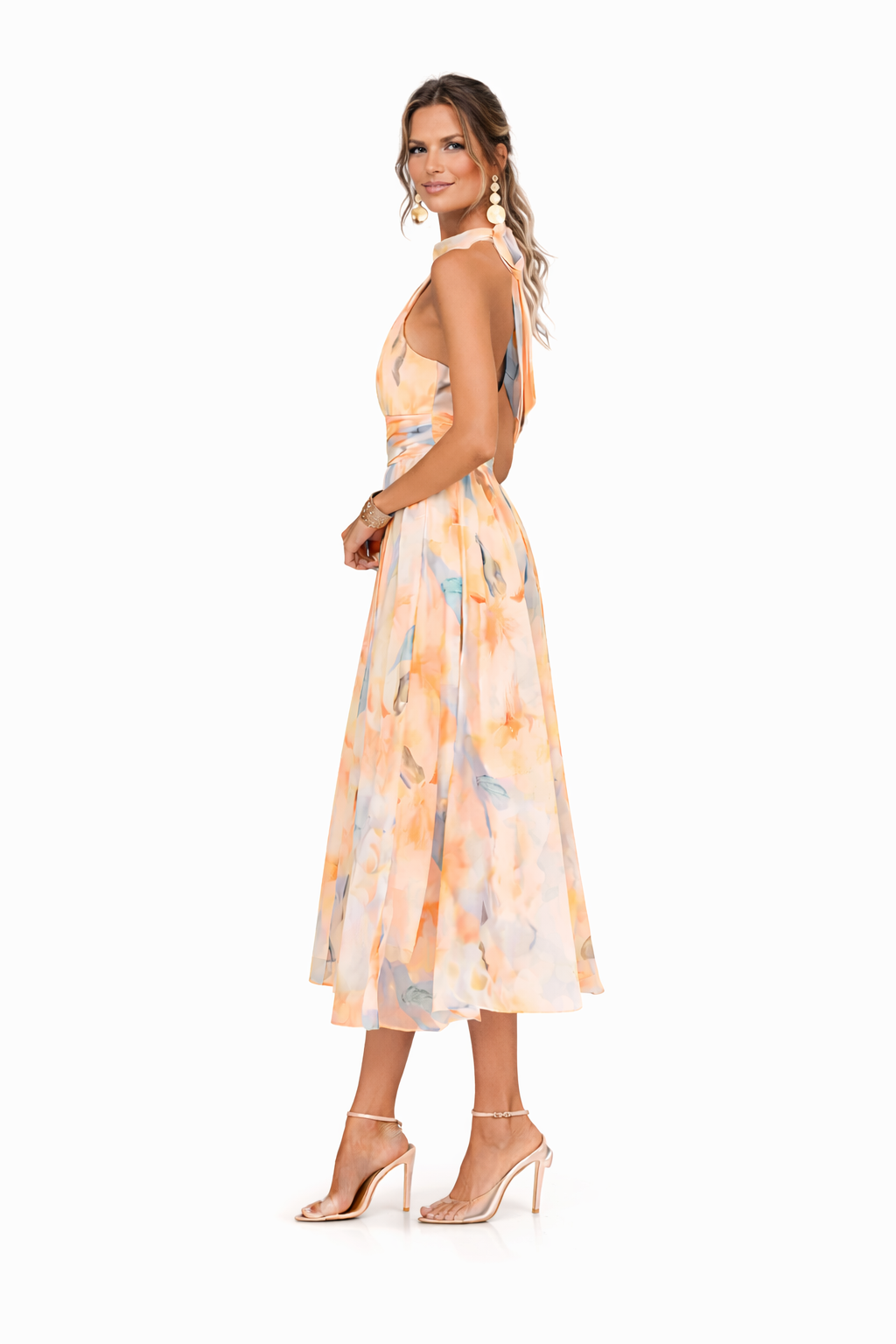 Sukienka maxi halter w kwiaty