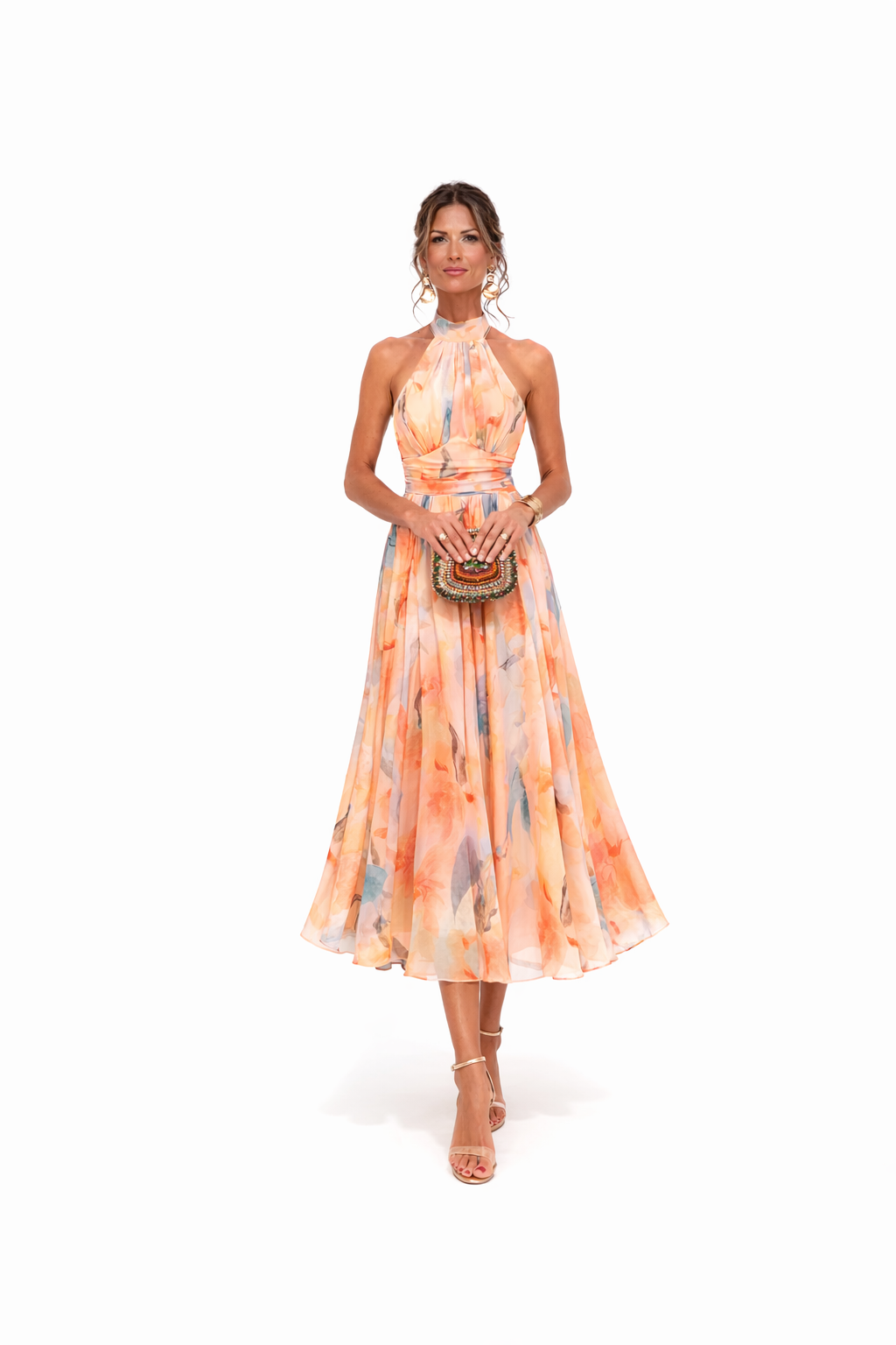 Sukienka maxi halter w kwiaty