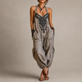 Dominika | Salopetă boho cu broderie și buzunare