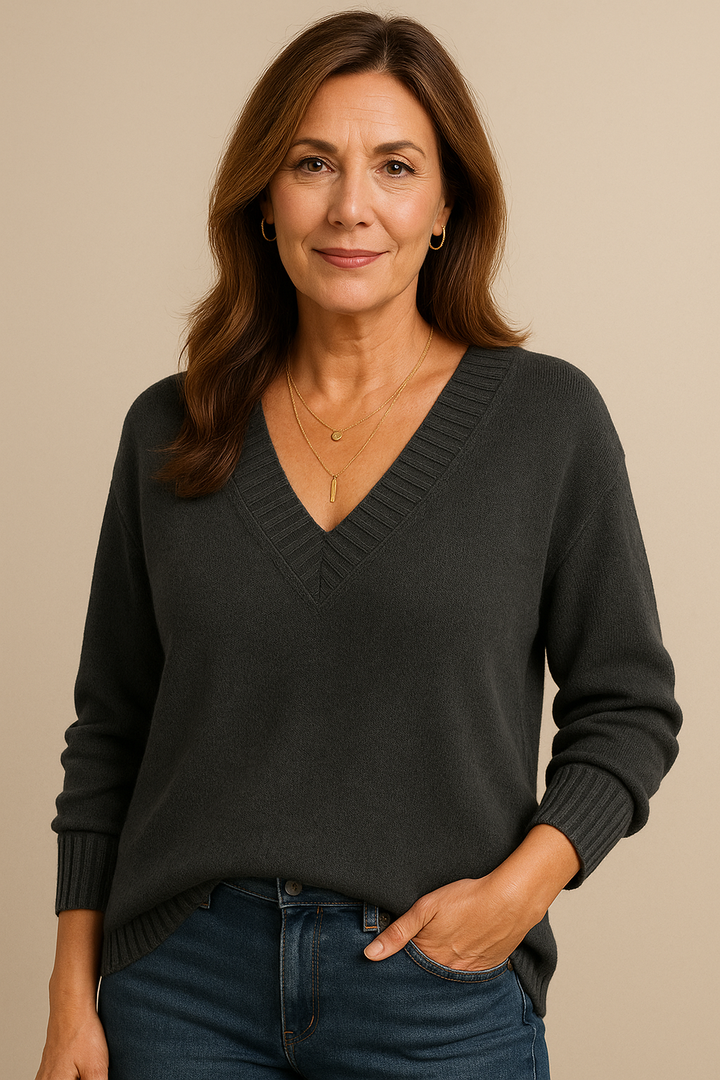Lucyna | Sweter Soft V Elegance