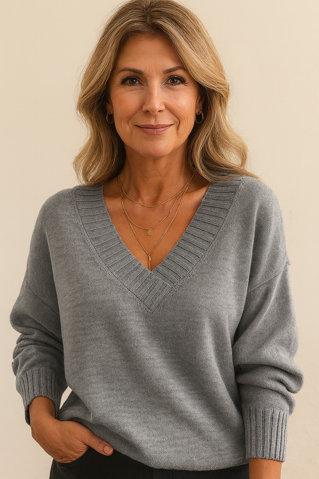Lucyna | Sweter Soft V Elegance
