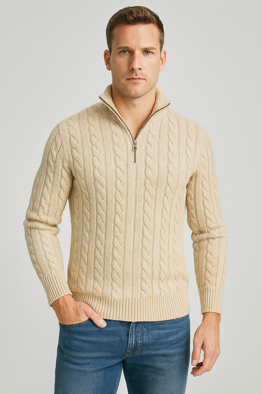 Norbert | Sweter Warkoczowy Half-Zip Heritage