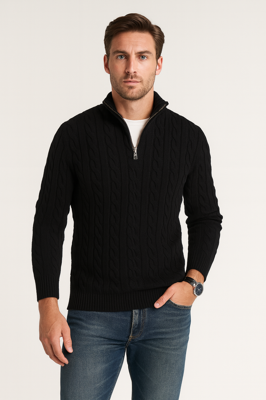 Norbert | Sweter Warkoczowy Half-Zip Heritage