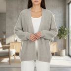 Coziven - Oversize Kardigan Z Prążkowanym Splotem