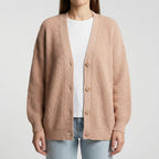 Coziven - Oversize Kardigan Z Prążkowanym Splotem