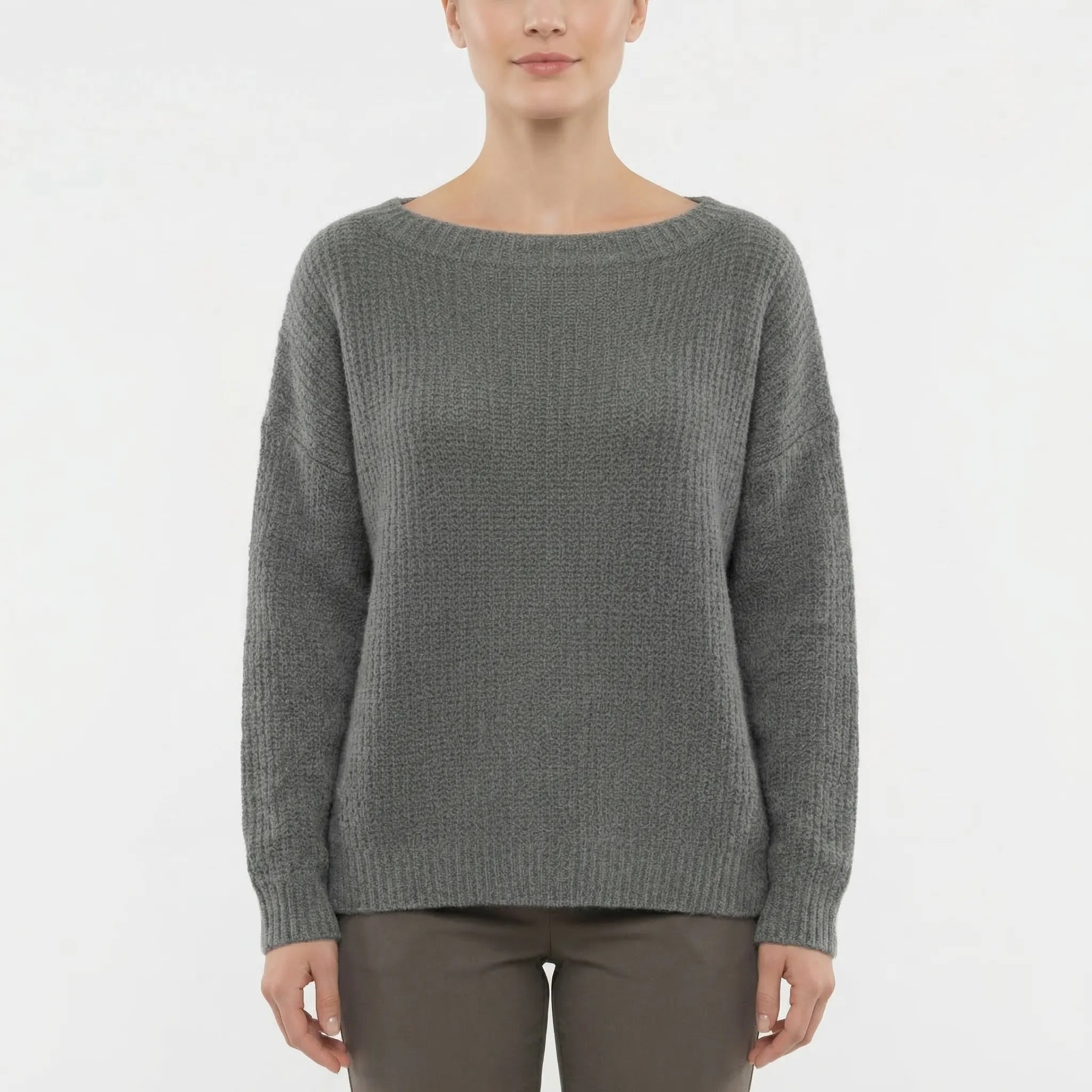 Drapova - Sweter Z Szerokim Dekoltem I Długim Rękawem