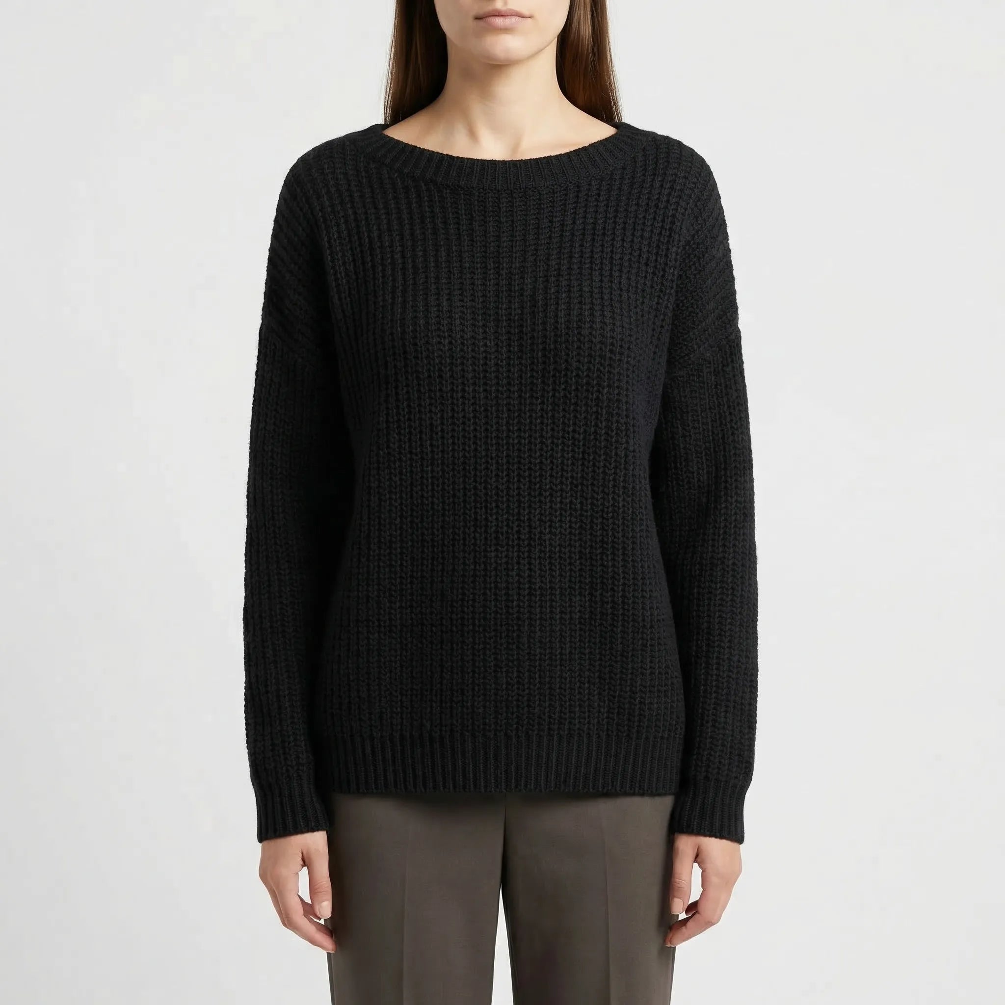 Drapova - Sweter Z Szerokim Dekoltem I Długim Rękawem