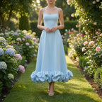 Fleurella - Full-Length Flared Spaghetti Strap Dress