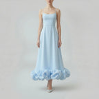 Fleurella - Full-Length Flared Spaghetti Strap Dress