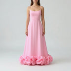 Fleurella - Full-Length Flared Spaghetti Strap Dress