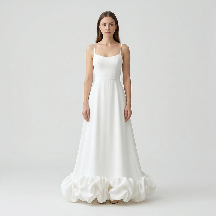 Fleurella - Full-Length Flared Spaghetti Strap Dress