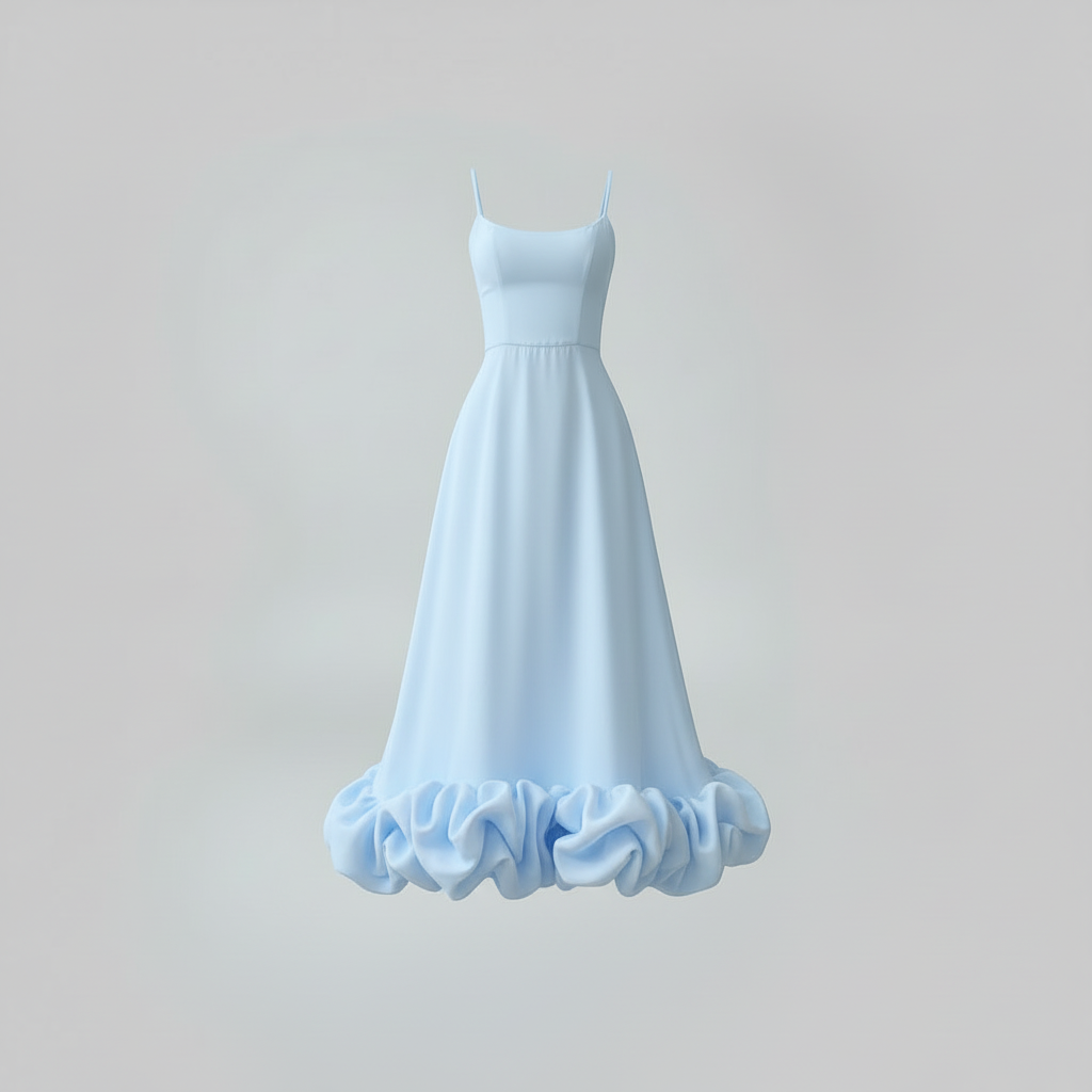 Fleurella - Full-Length Flared Spaghetti Strap Dress