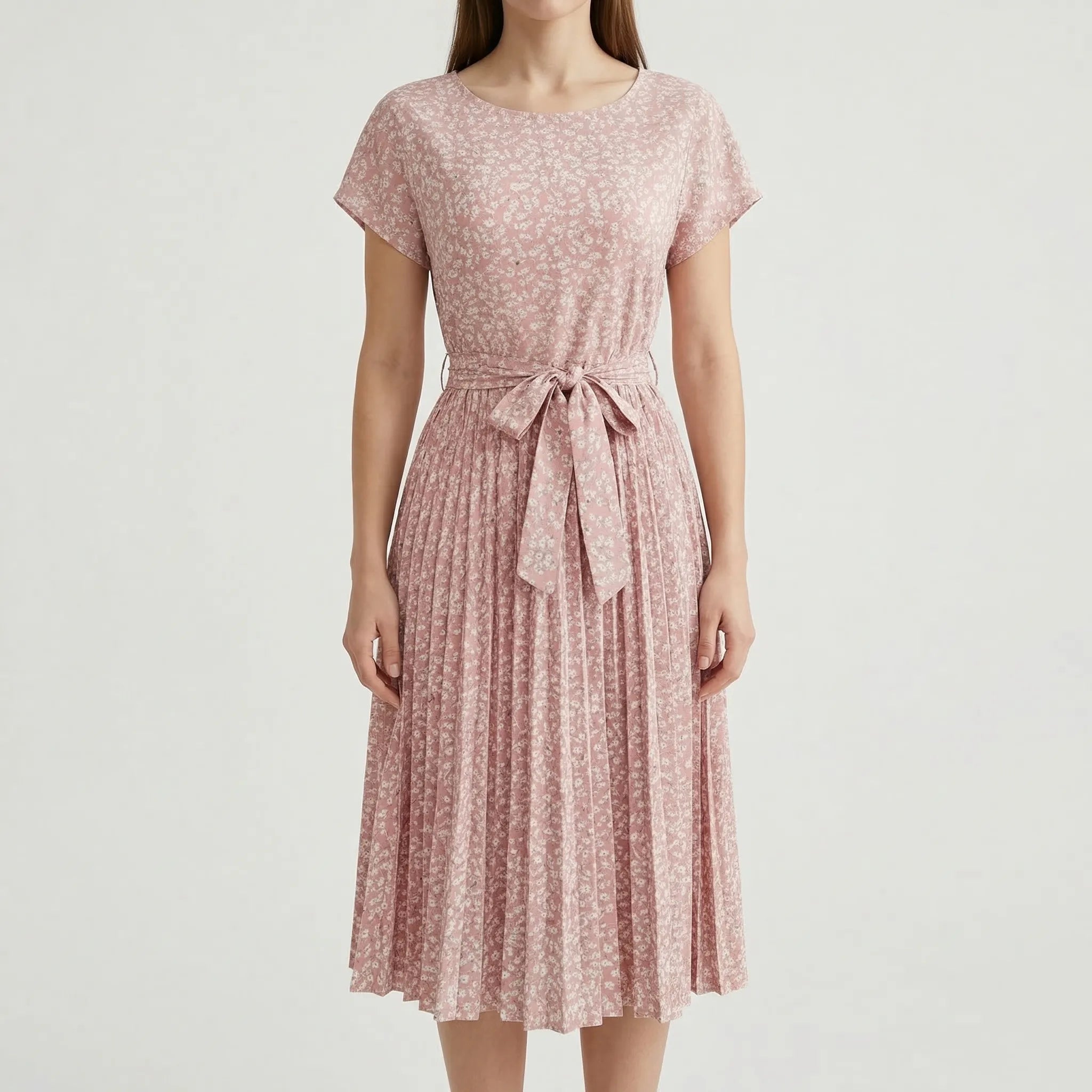 Florielle - Short-Sleeve Floral Midi Dress