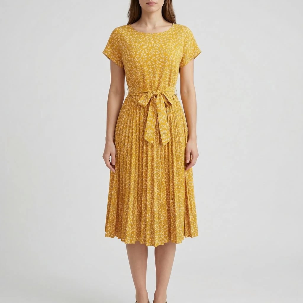 Florielle - Short-Sleeve Floral Midi Dress