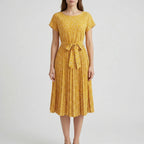 Florielle - Short-Sleeve Floral Midi Dress