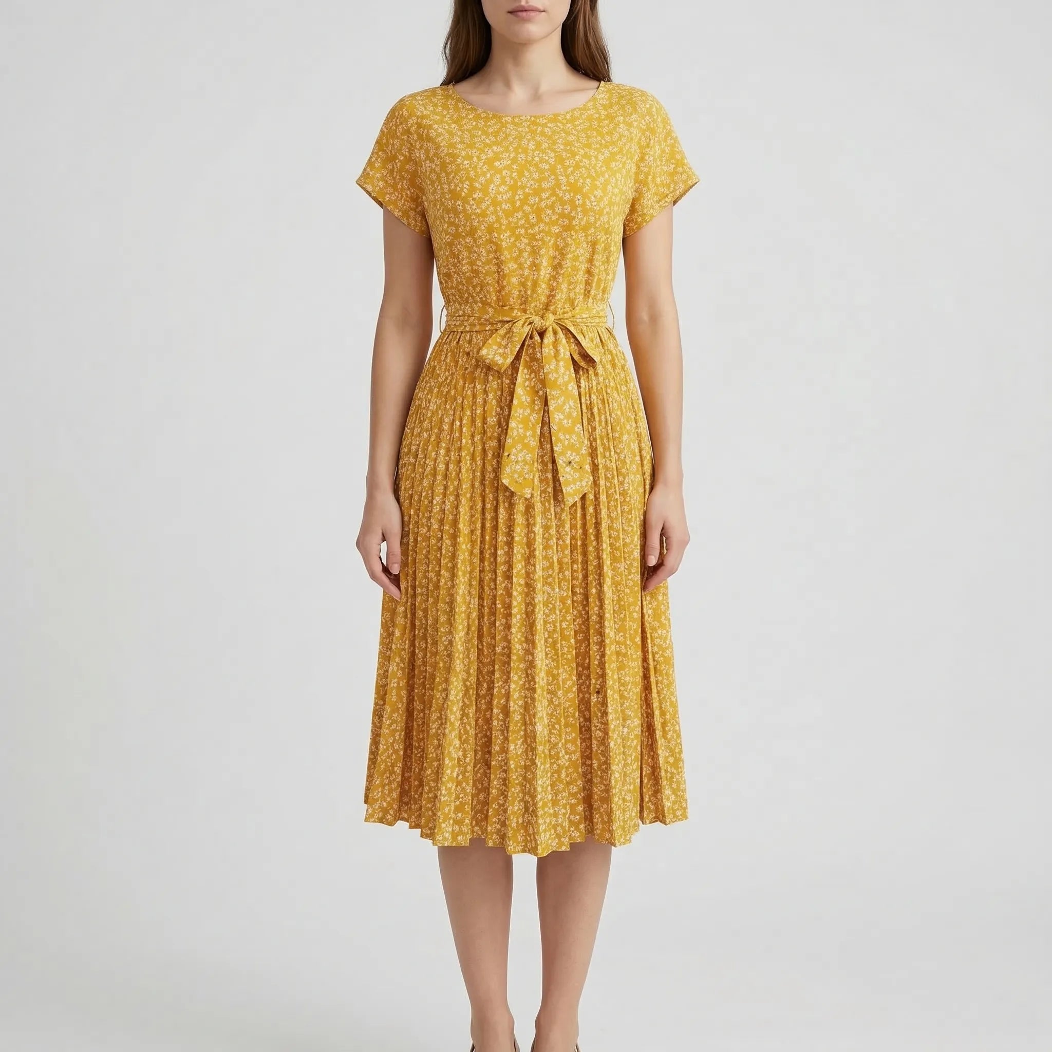 Florielle - Short-Sleeve Floral Midi Dress