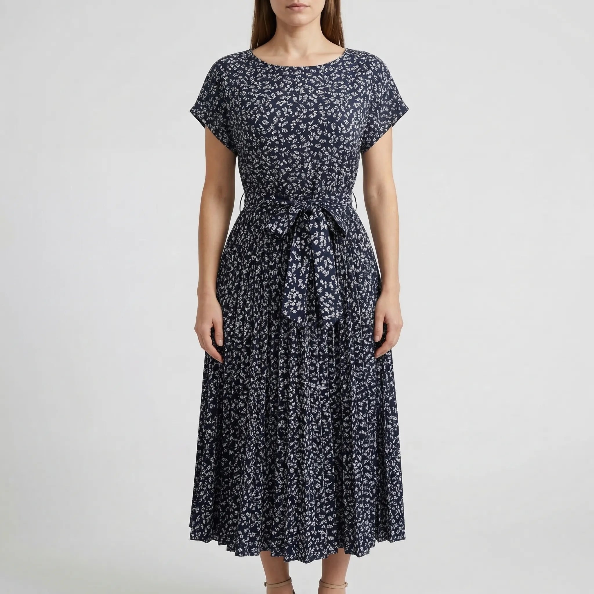 Florielle - Short-Sleeve Floral Midi Dress