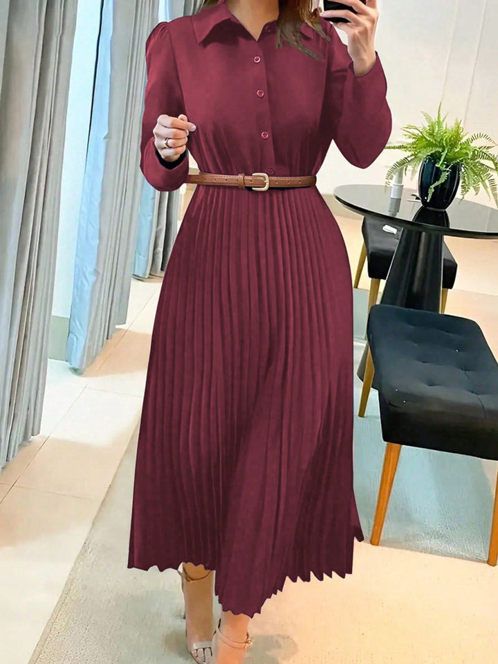 Weronika | granatowa sukienka plisowana