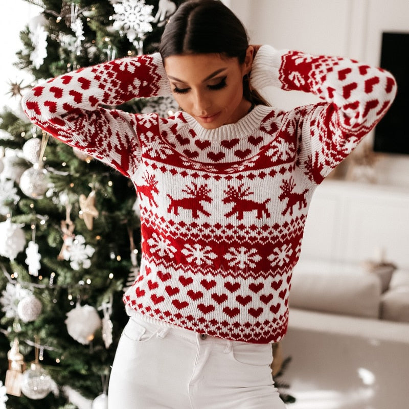 Ewa | Damski świąteczny sweter Snowflake