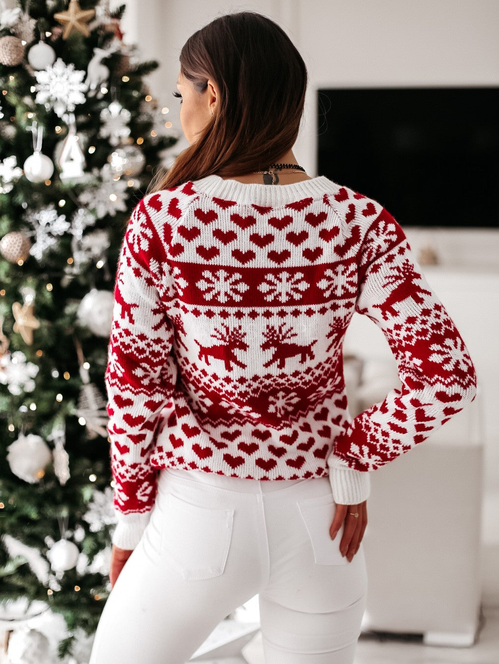Ewa | Damski świąteczny sweter Snowflake