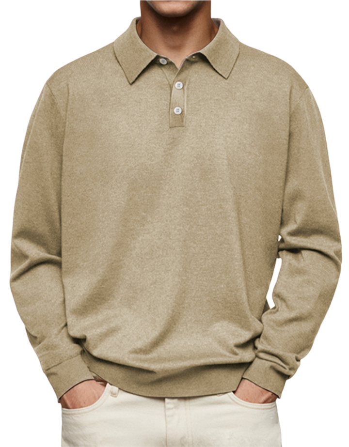 Kacper | Klasyczna Koszulka Polo Męska z Długim Rękawem