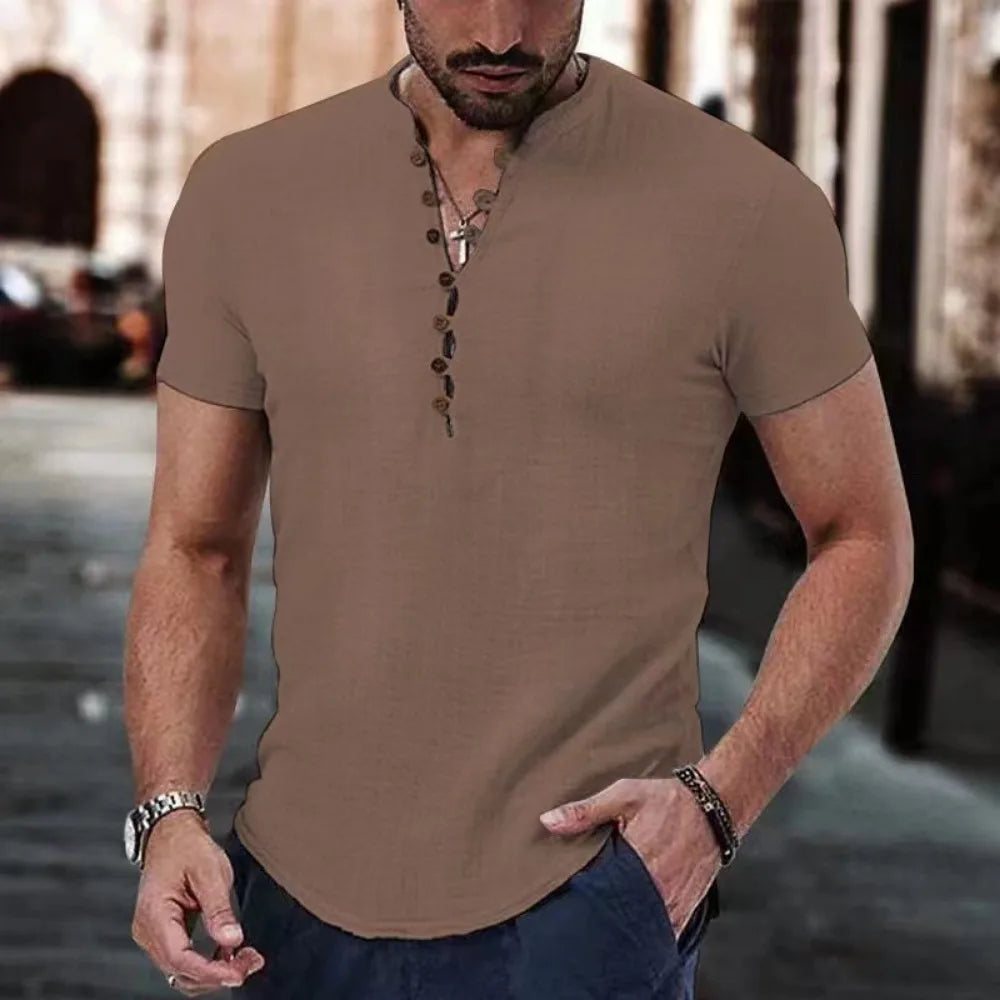 Michał lniana koszulka Henley