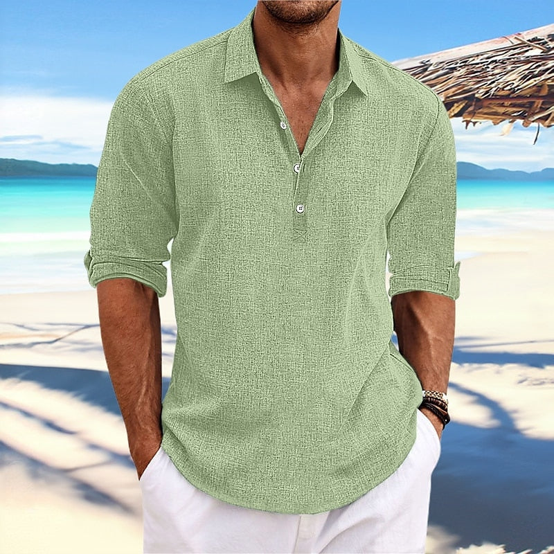 Oskar lniana koszula męska Henley
