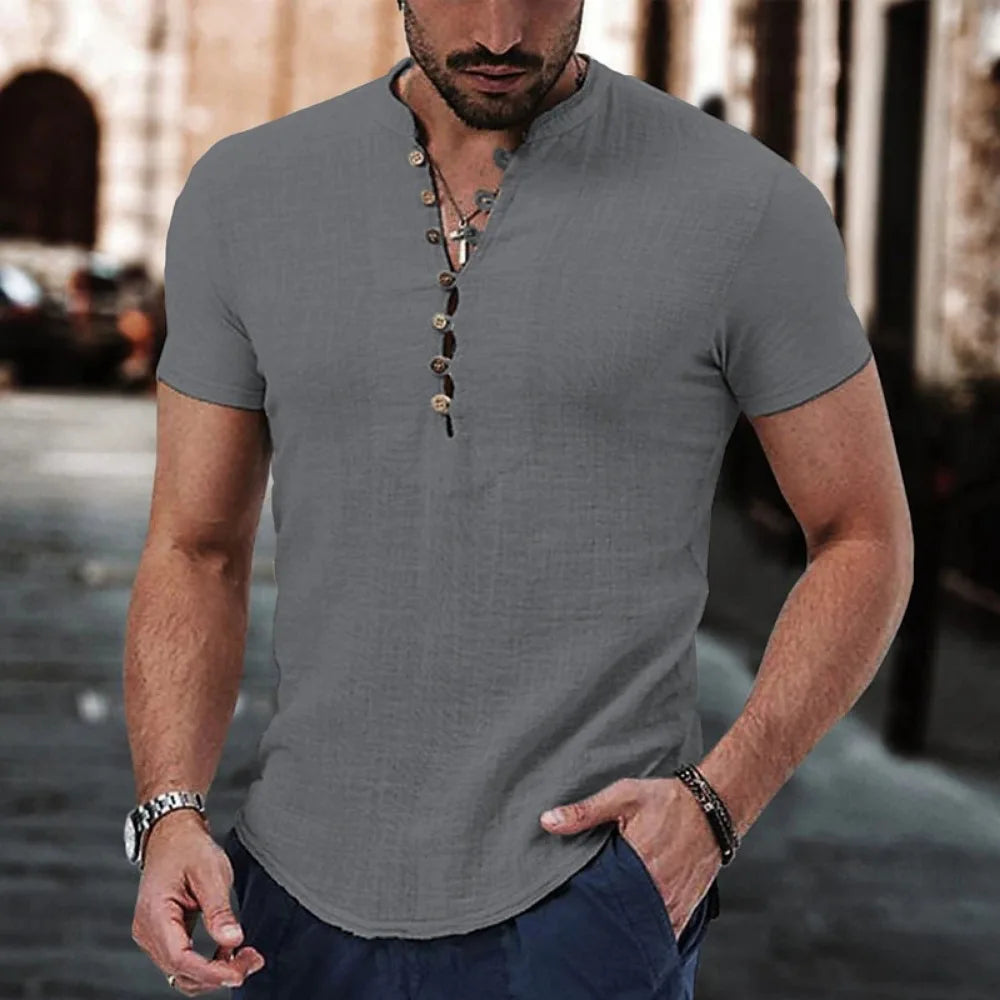 Michał lniana koszulka Henley
