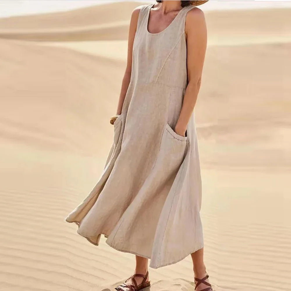 Magdalena lniana sukienka maxi