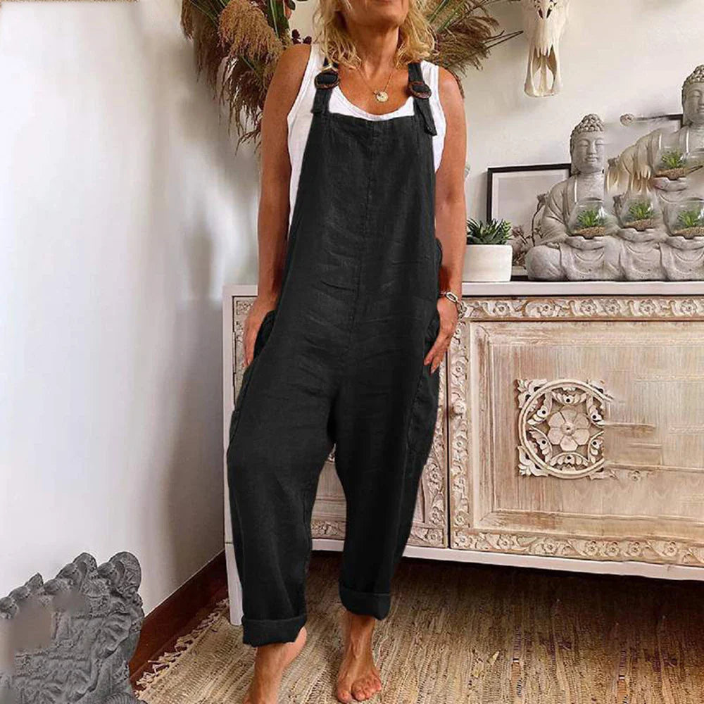Karolina lniane ogrodniczki damskie