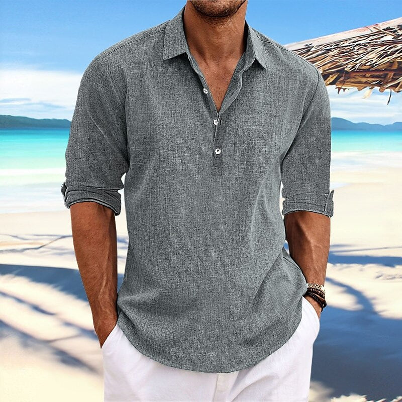 Oskar lniana koszula męska Henley