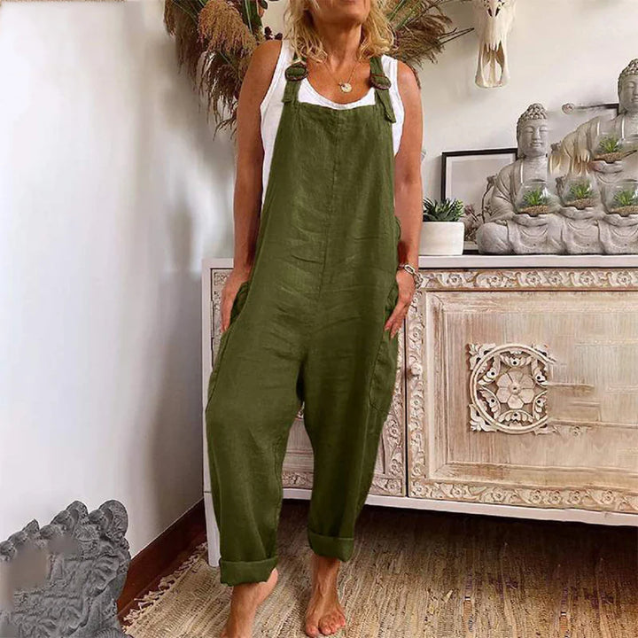 Karolina lniane ogrodniczki damskie