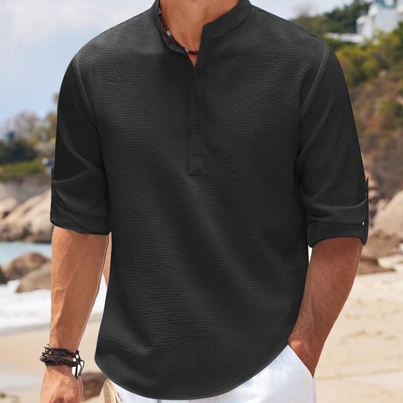 Marek koszula Henley waffle-knit
