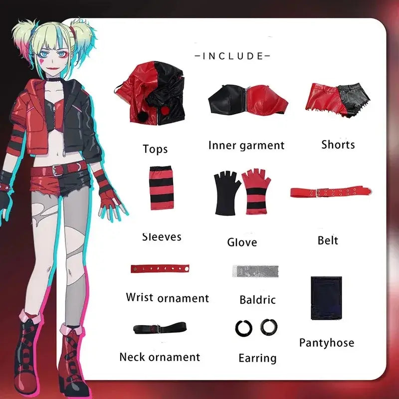 Perla | Damski zestaw Harley Quinn z peruką