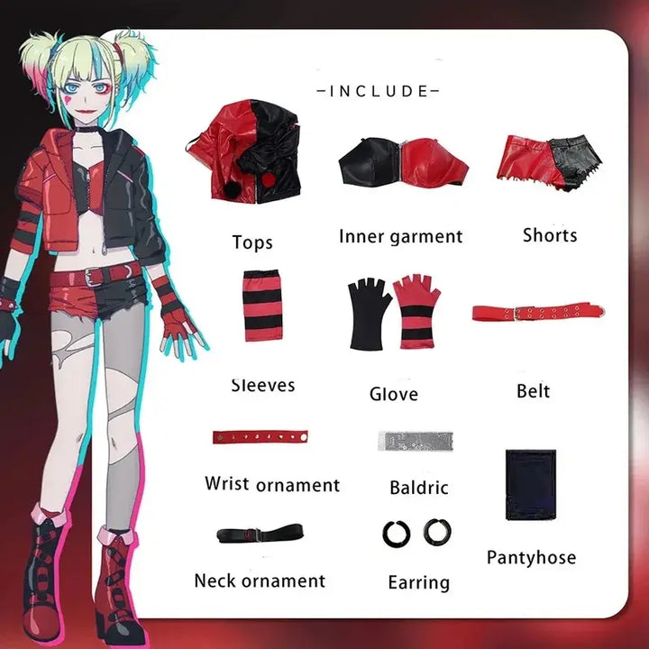 Perla | Damski zestaw Harley Quinn z peruką